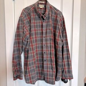 L.L. Bean Men's Plaid Shirt - Gray and Red - SIZE XXL REGULAR